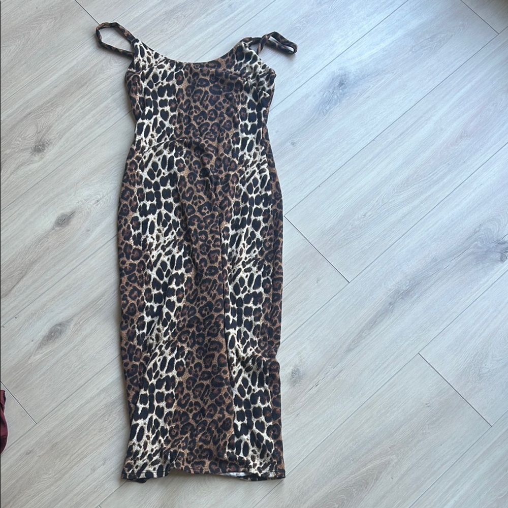 Fashion Nova Brown Leopard Midi Dress